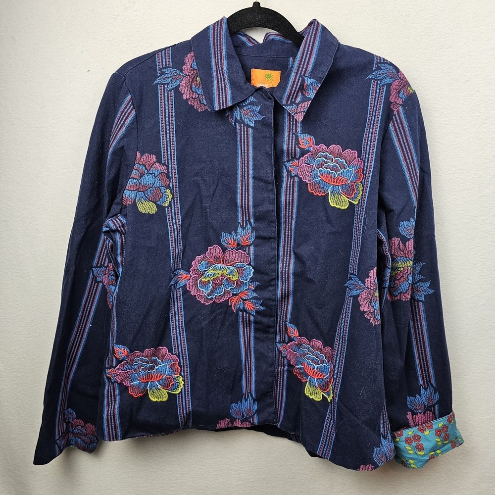 Hearts Of Palm Top Woman's Size 12 Vintage Denim Embroidered Button Down